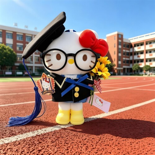 正版hellokitty学士服三丽欧玩偶包挂毕业礼物送女友毛绒公仔挂件