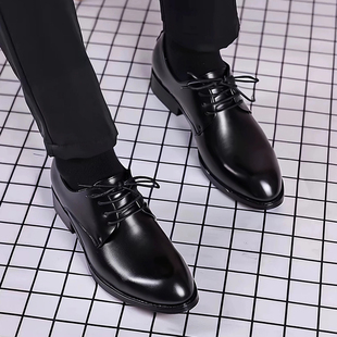 西装皮鞋男士秋季英伦风商务正装上班工作增高黑色伴郎结婚新郎鞋