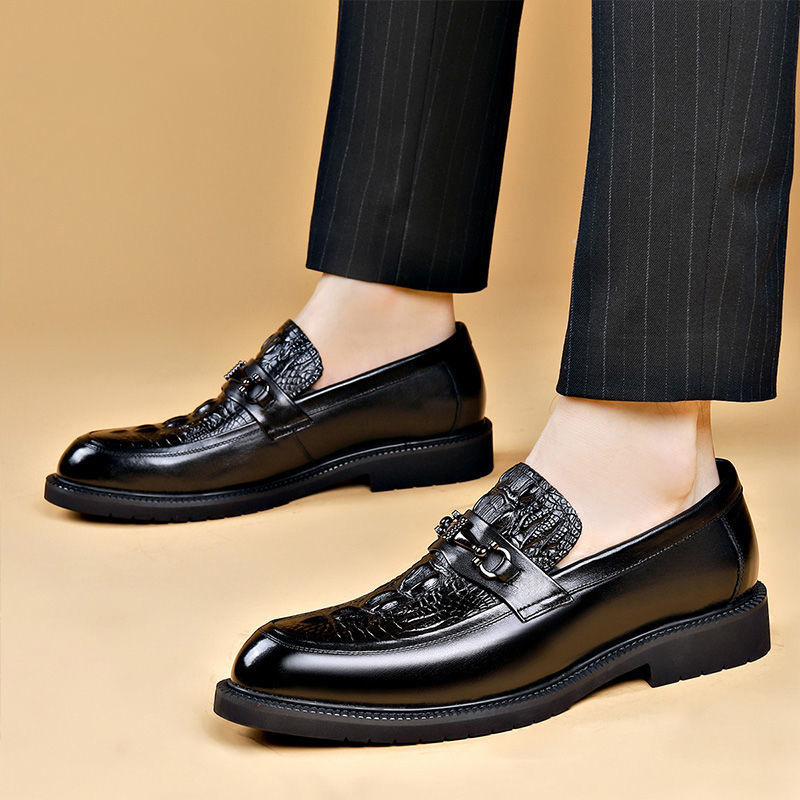 2025春季新款皮鞋男真皮商务正装厚底休闲鞋懒人一脚蹬驾车乐福鞋