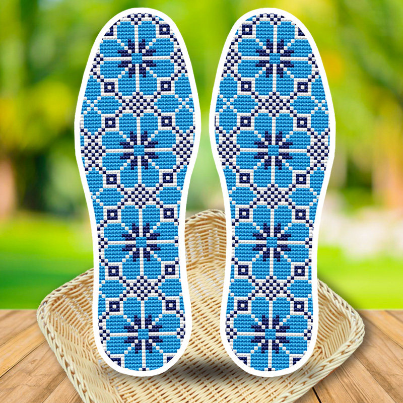 新款手工绣半成品十字绣鞋垫带针线印花针孔刺绣男女通用吸汗