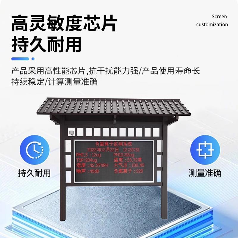 负氧离子监测站大屏智能系统景区公园噪声生态空气环境质量检测仪