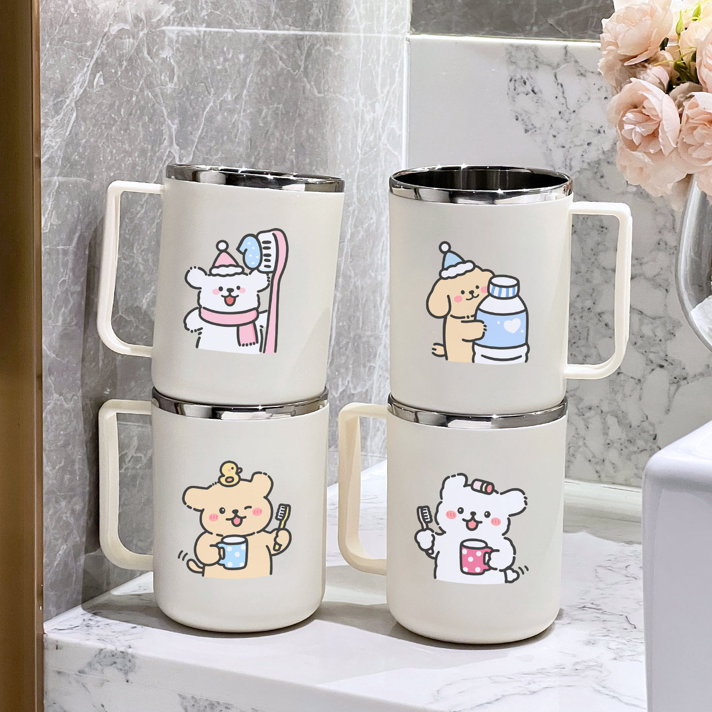 304不锈钢洗漱口杯防霉抗菌家用刷牙杯子牙缸可爱牙刷杯情侣一对