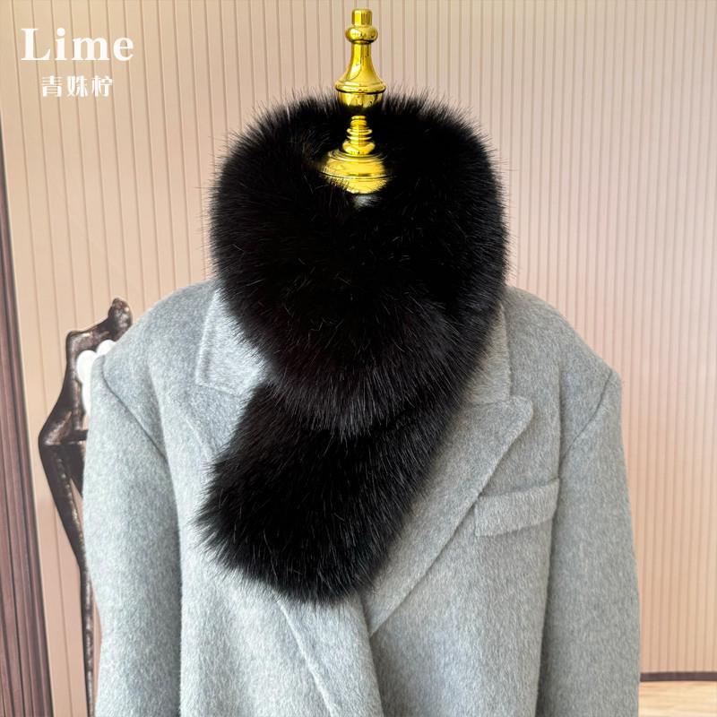 黑色仿狐狸毛毛围巾女冬季