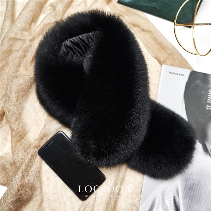 黎宿加大真狐狸毛围巾冬季保暖皮草围脖大衣毛领子单卖帽子毛帽檐