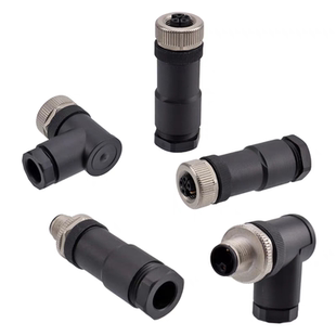 M12大电流连接器L-Coding编码3 4 5芯螺钉接线直弯组装式塑料插头