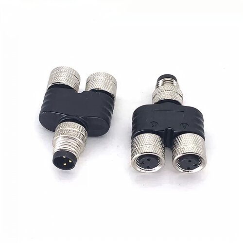 M8 Y型连接器三通转换头3/4芯一公转二母传感器分配器转接直销