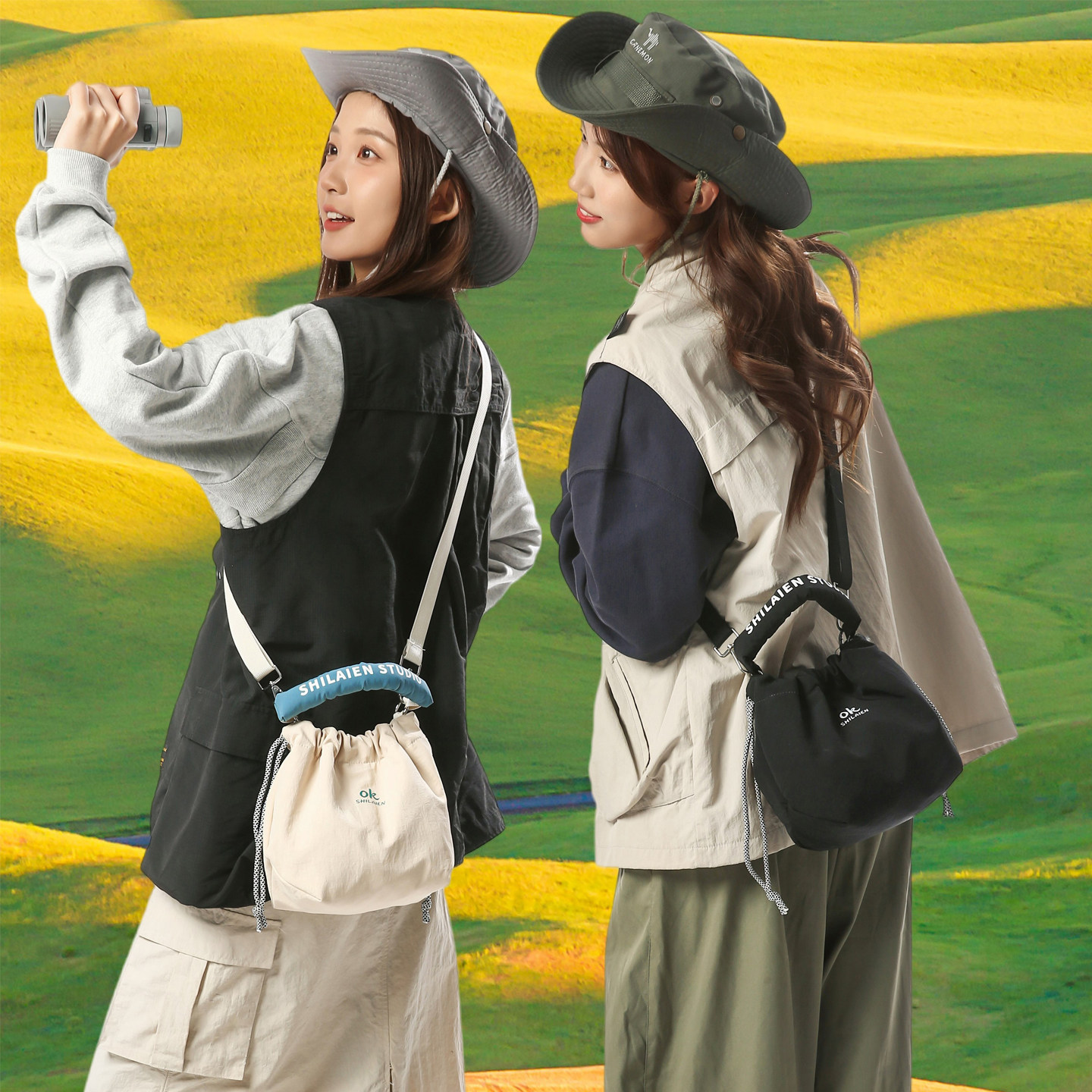 2026新款相机包男单肩斜挎包轻便单反收纳包便携摄影包抽绳通勤包