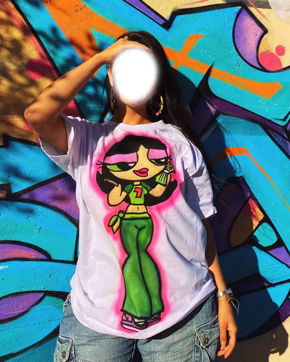 Comic毛毛Buttercup飞天小女警The Powerpuff Girls 短袖amekaji