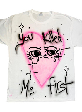 2000s oversize rare gothgirl Y2K blackred PUNK shirt 涂鸦T恤