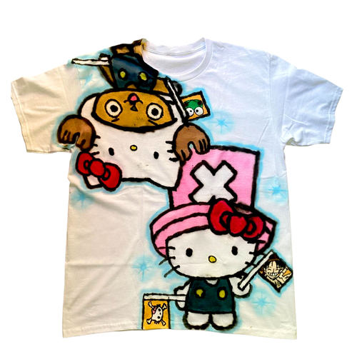 HelloKitty凯蒂猫Graffiti spray painting涂鸦喷绘原创kawai短袖