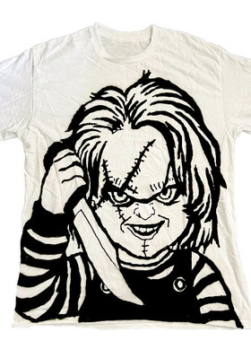 Graffiti spray painting涂鸦喷绘Chucky恰吉dark gyaru y2k短袖