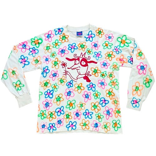 unisex小红花滑板T恤原创Original喷绘Inkjet printing长袖hippop