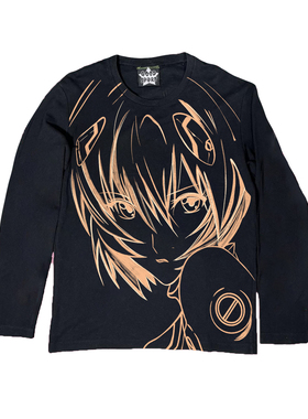 绫波丽Ayanami Rei Inkjet printingY2K喷绘黑红blackred长袖weeb