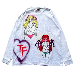 网络流浪汉 罕见涂鸦喷小众二次元艺术街头穿搭长袖T恤男女款
