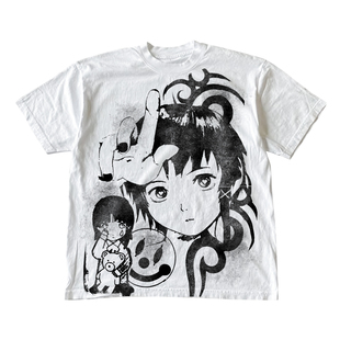 网络流浪汉涂鸦喷绘轻亚文化日漫街头怪诞氛围感罕见穿搭短袖T恤