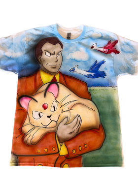 网络流浪汉涂鸦喷绘轻亚文化黑色黑红叛逆鬼马怪诞穿搭短袖T恤