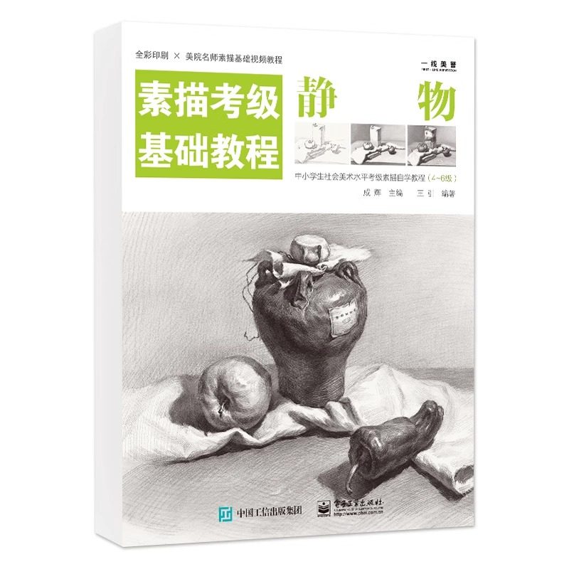 素描考级基础教程静物(4-6级)中小学社会美术考级零基础入门王引素描静物步骤解析对照临摹画册全国高考艺考教材书籍