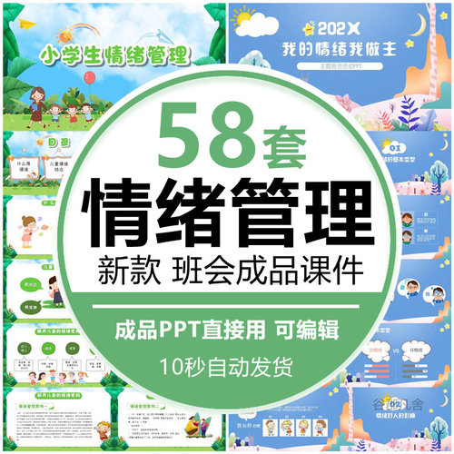 中小学生情绪管理PPT模板家长进课堂心理健康主题班会教育课件