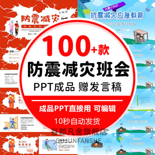 学生防震减灾地震自救逃生应急知识宣传主题班会课件PPT模板