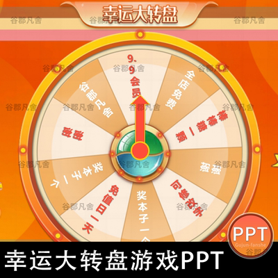 幸运大转盘抽奖课堂互动游戏PPT模板课件老师上课活跃课堂神器wps