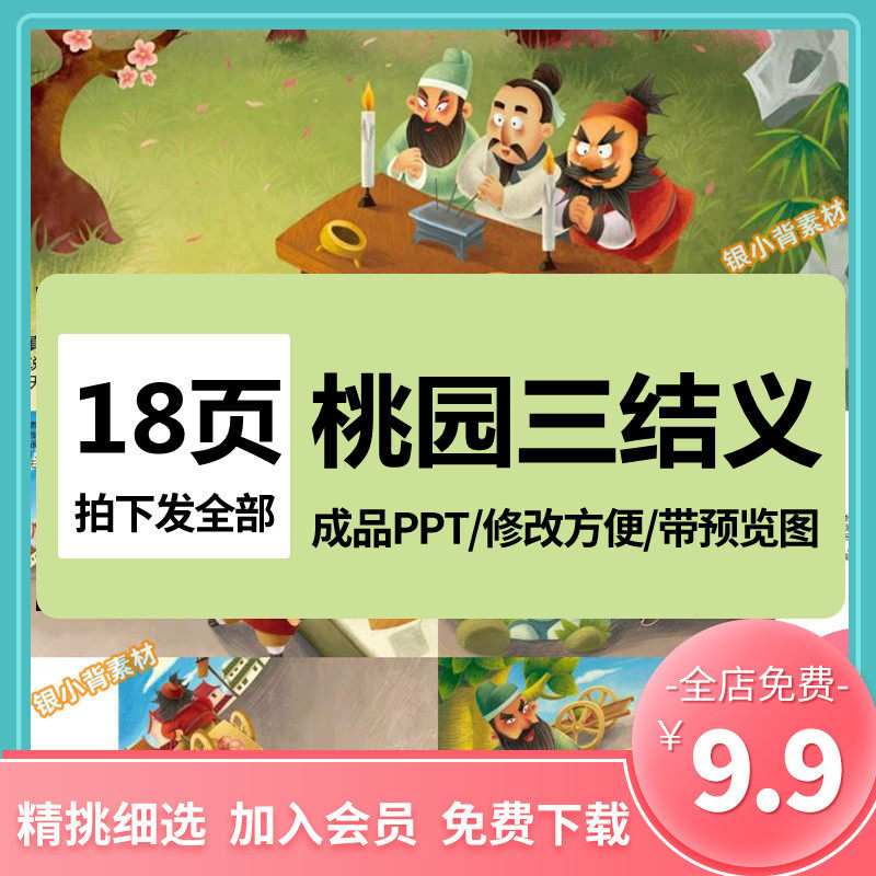 桃园三结义ppt成语故事三国故事ppt讲故事课前三分钟演讲家长助教