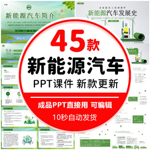 新能源汽车PPT模板简介讲解市场分析电动汽车绿色低碳环保节能