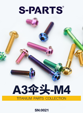 S-PARTS A3 D8.5/D12伞头M4电动摩托车 钛合金螺丝烧蓝/金色 斯坦