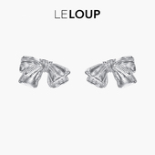 白鹿同款 LELOUP金属蝴蝶结耳钉女轻奢高级气质银色耳环耳饰礼物