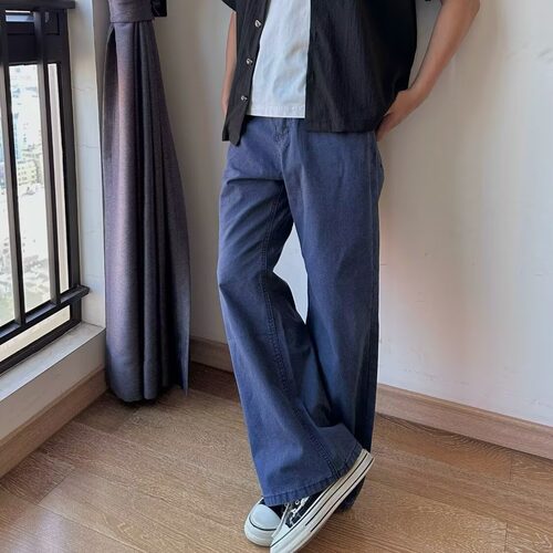 17DUP美式高街cleanfit微喇法工蓝牛仔裤男宽松休闲微喇长裤