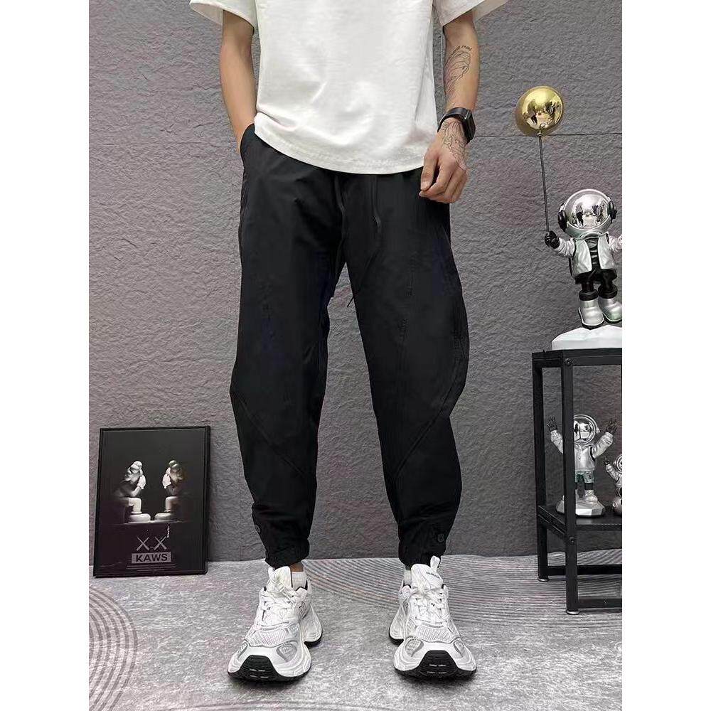 空调裤男夏季薄款裤子激光打孔速干纯色休闲裤痞帅百搭九分束脚裤