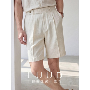 黑色西装短裤男夏季高级感宽松西裤垂坠感阔腿中裤日系直筒五分裤