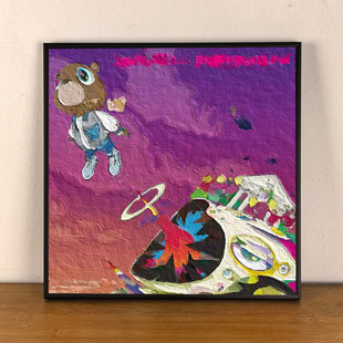 kanye west周边油画风格音乐专辑封面摆台 侃爷 坎耶威斯说唱歌手