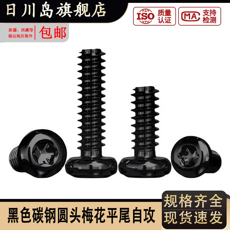 碳钢黑色盘头圆头内梅花槽平尾自攻螺丝 钉m2m2.3m2.6m3x5x6x8x10 - 实物图