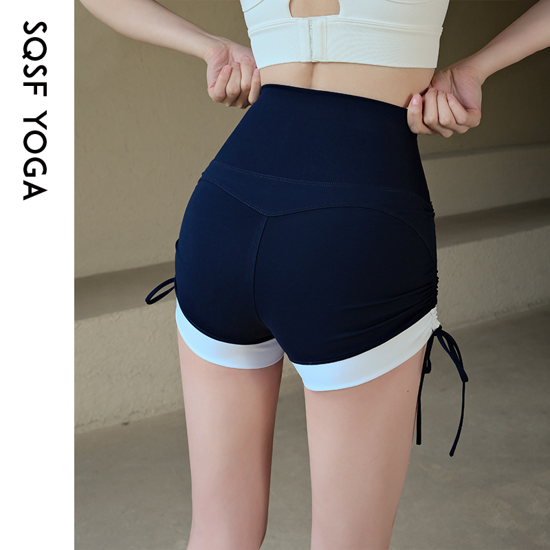 SQSF夏季款高腰抽绳提臀瑜伽短裤
