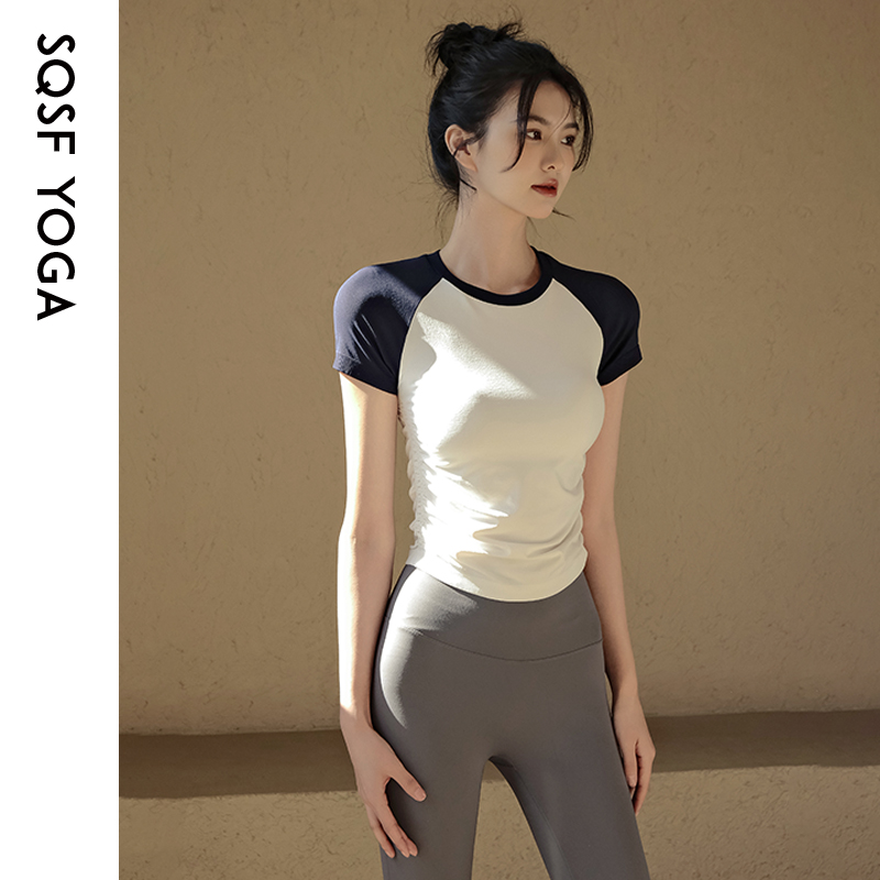 SQSF瑜伽服女夏跑步运动短袖T恤