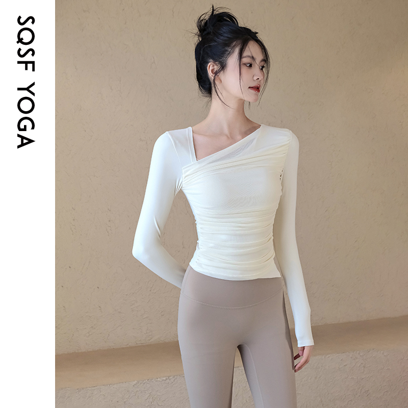 SQSF瑜伽服女带胸垫网纱运动上衣
