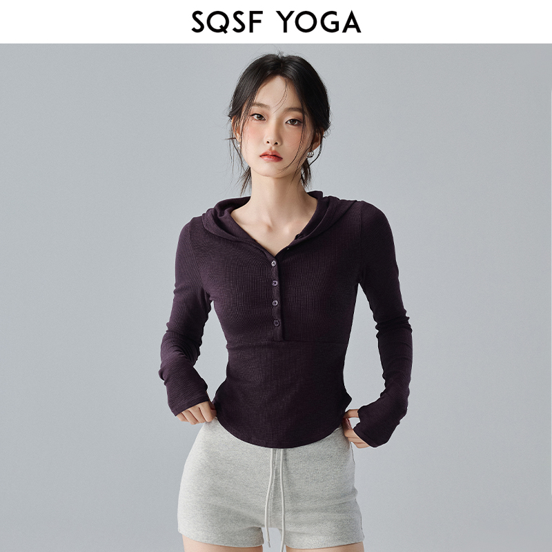 SQSF瑜伽服女新款运动上衣高颜值修身显瘦长袖外穿跑步训练健身服