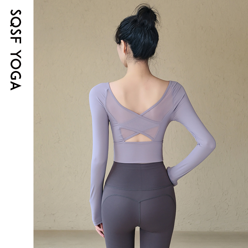 SQSF瑜伽服女春夏款网纱美背显瘦