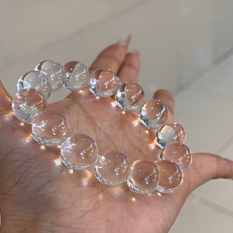 小红薯爆火牛鼻孔天然白水晶手链