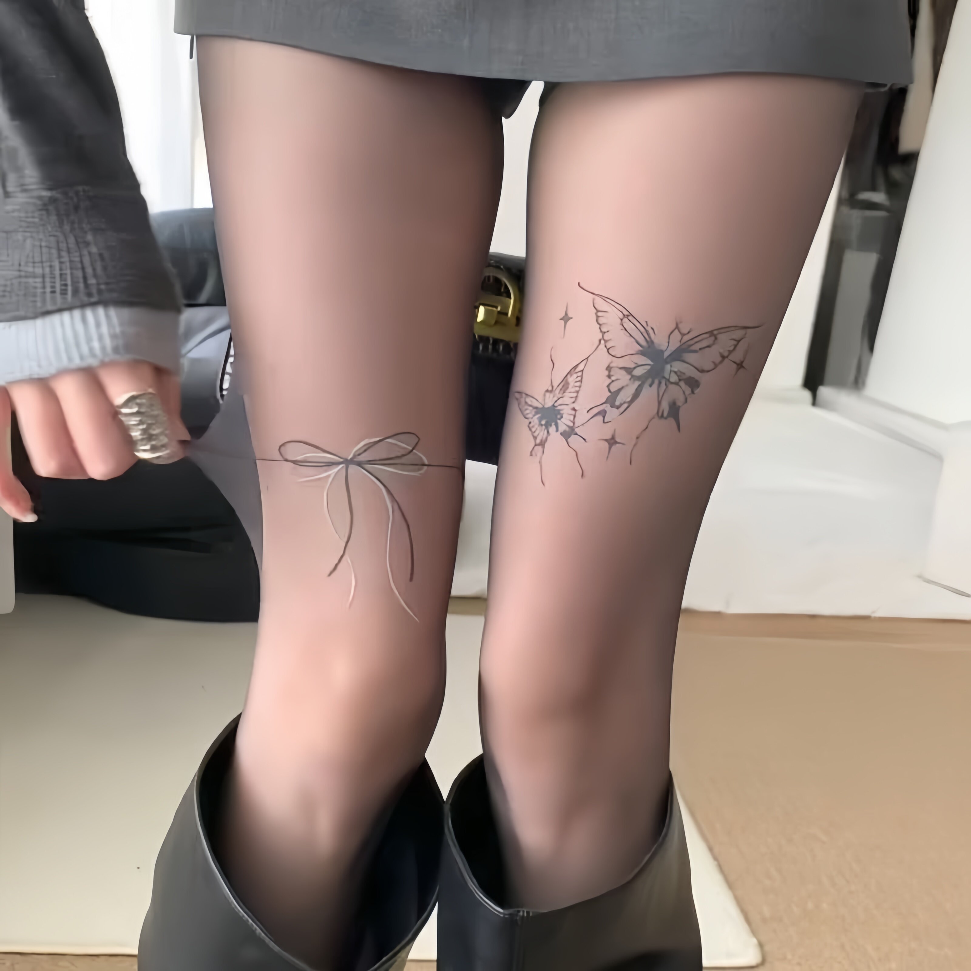 性感黑丝蝴蝶结薄款打底连裤袜