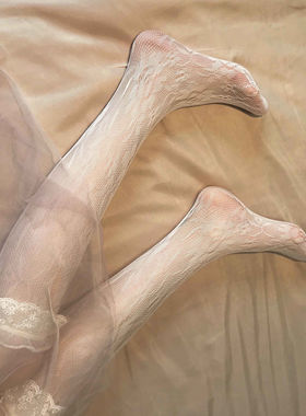 白色蕾丝小腿袜纯欲风甜美镂空中筒花边袜子仙女可爱洛丽塔堆堆袜