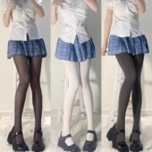 奶白色连裤 袜子天鹅绒女JK制服春秋薄款 萝莉打底袜lolita黑色丝袜