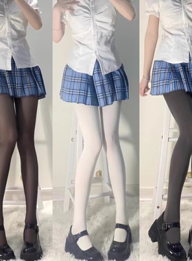 奶白色连裤袜子天鹅绒女JK制服春秋薄款萝莉打底袜lolita黑色丝袜