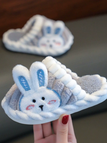 Детские зимние тапочки для мальчиков, милый удерживающий тепло плюшевый детский кролик, семейный стиль
