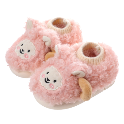 萌笙记秋冬卡通绵羊儿童棉拖鞋