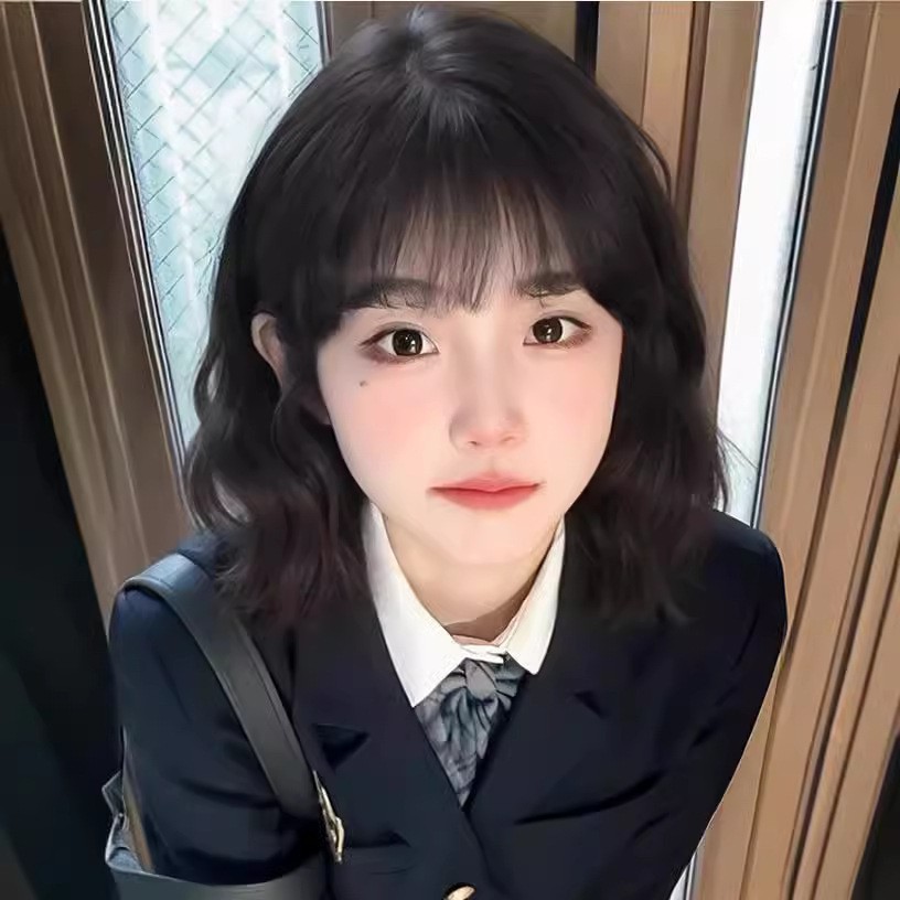 星程假发女短发黑棕色新款短卷发圆脸流行发型甜美羊毛卷全头套