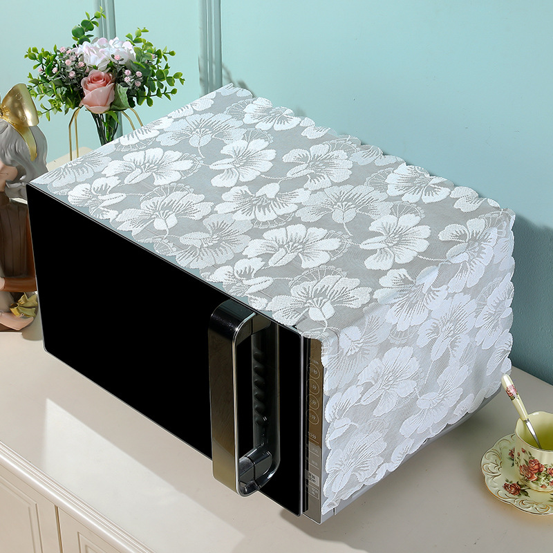 微波炉盖罩布蕾丝纱绣盖罩盖布防尘布通用烤箱防尘罩巾