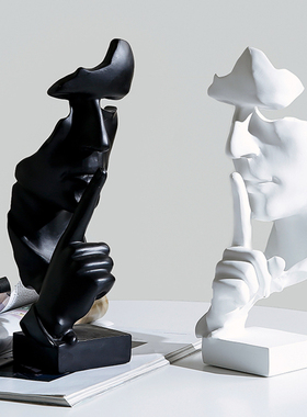 莫伦创意北欧抽象沉默是金思想者工艺品雕塑摆件复古客厅装饰品