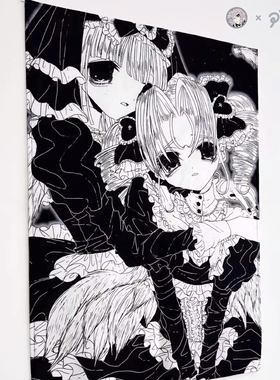 日本插画师联名挂布-Lolita主题天使房间布置大学生宿舍墙面装饰