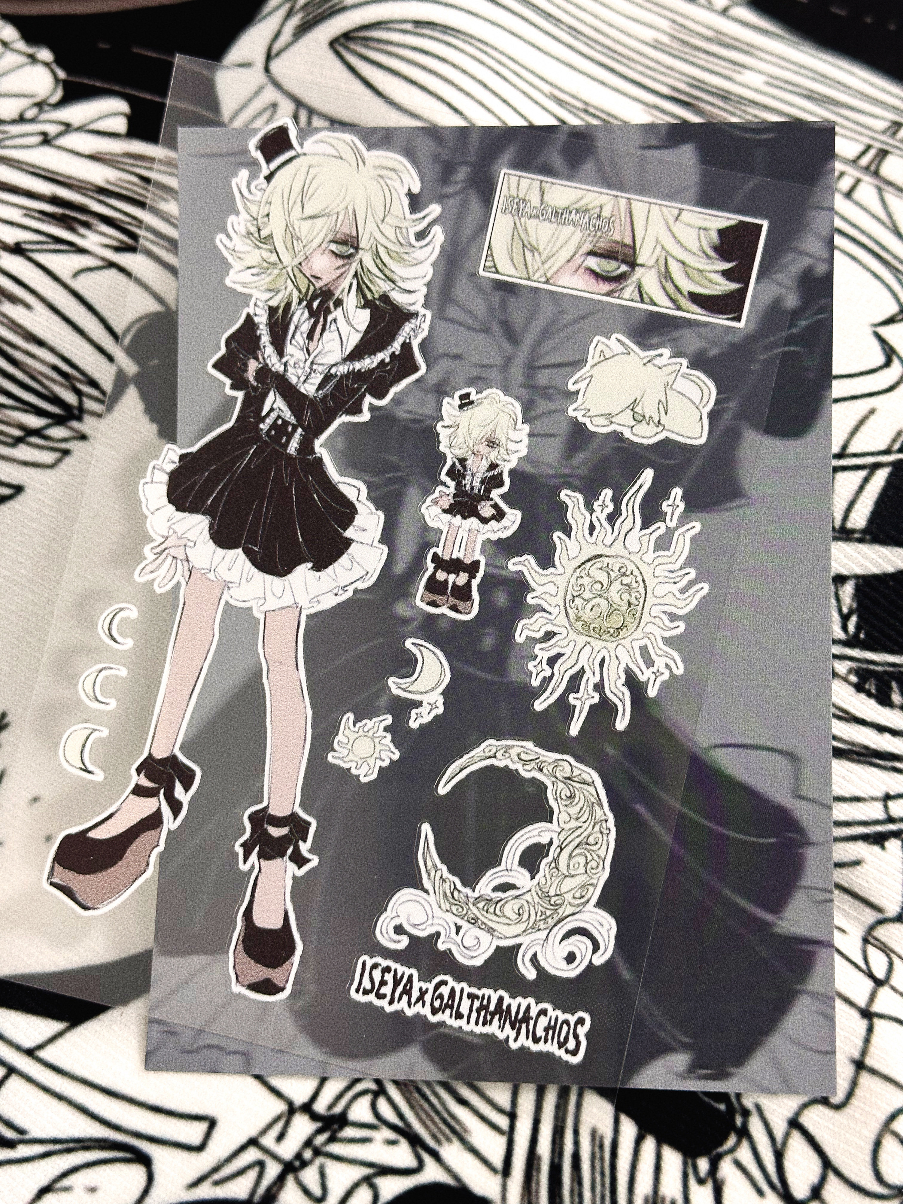 thumbnail for Japanese illustrator galthanachos x ISEYA co-created illustration oc character A6 matte sand sticker
